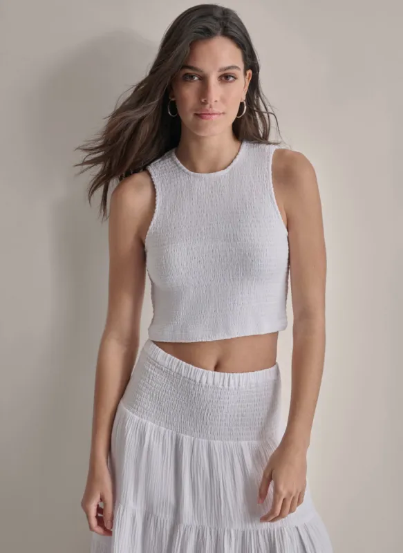 CROPPED SMOCKED TANK sold by DKNY