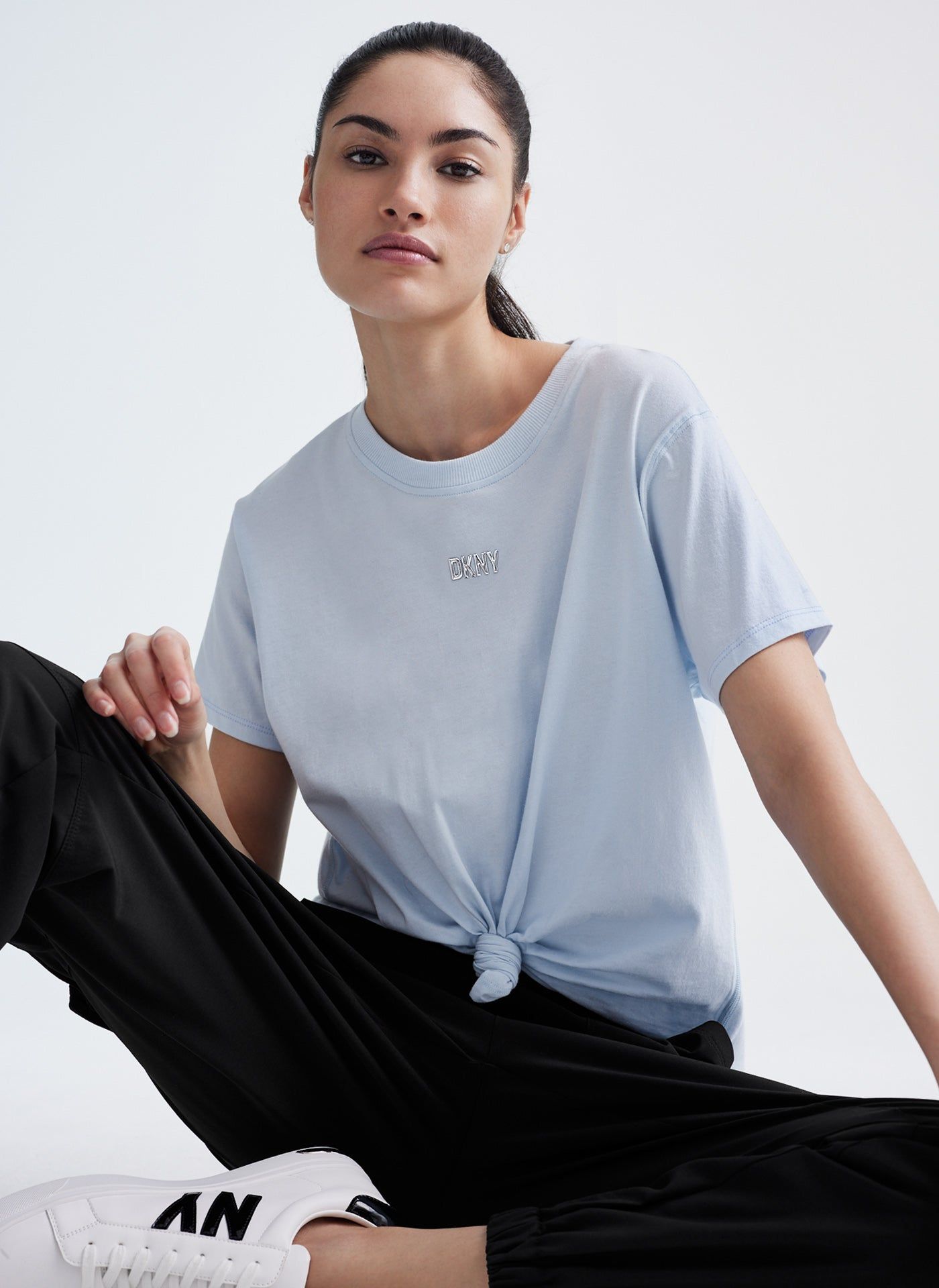 METALLIC BUBBLE LOGO KNOT FRONT TEE sold by DKNY product image thumbnail 3
