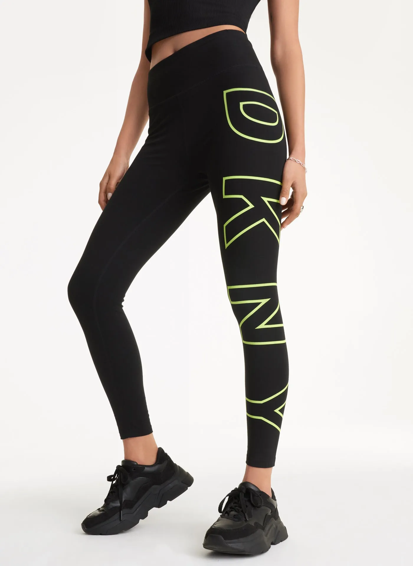 HIGH WAIST 7/8 EXPLODED LOGO LEGGINGS sold by DKNY