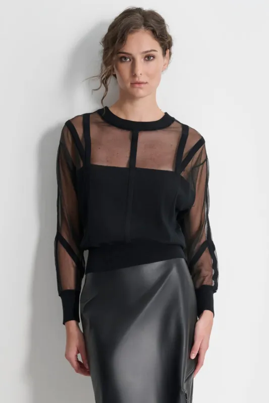 CORSET SEAM SHEER TOP sold by DKNY