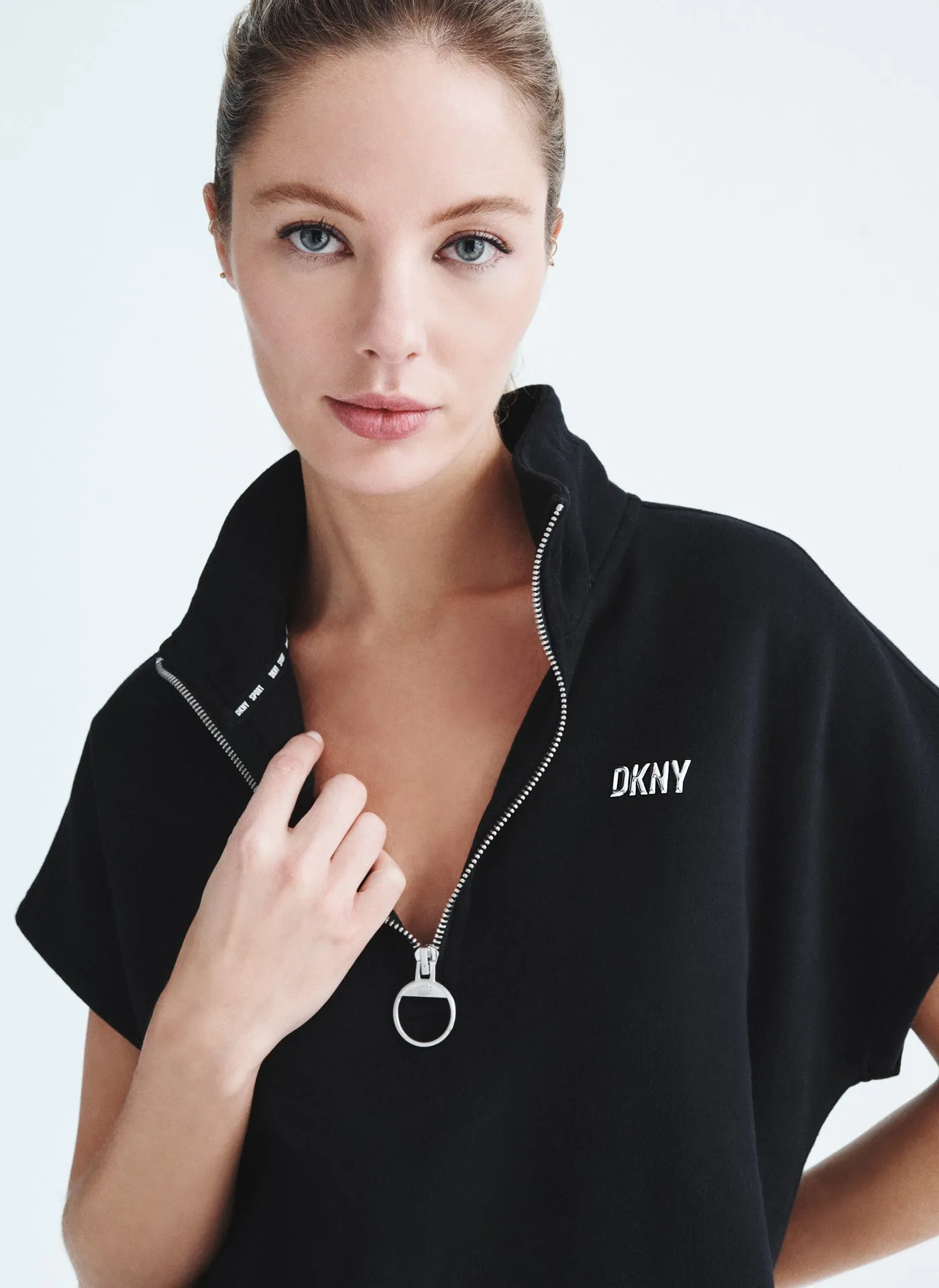 METALLIC BUBBLE LOGO HALF ZIP DRESS sold by DKNY product image thumbnail 3