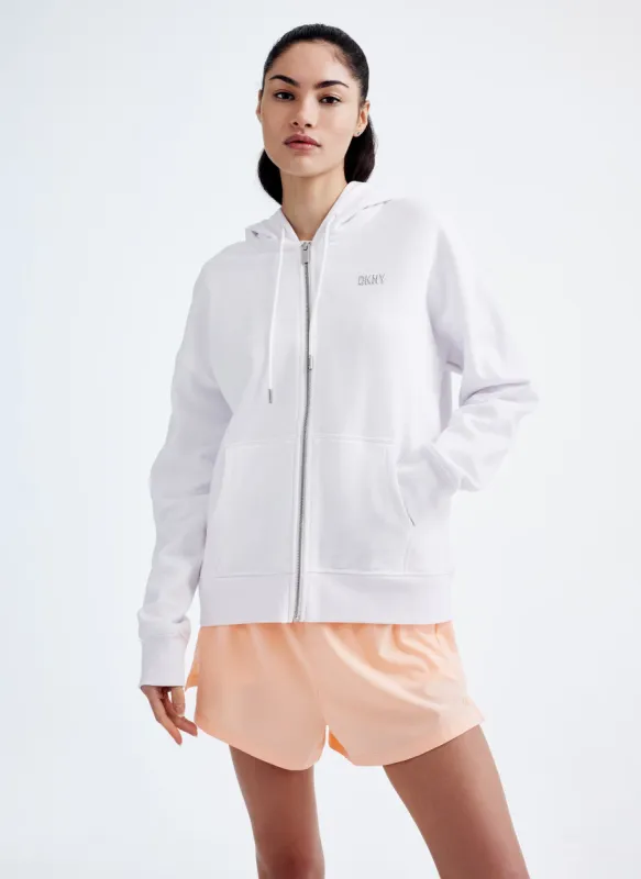 METALLIC BUBBLE LOGO FULL ZIP HOODIE sold by DKNY