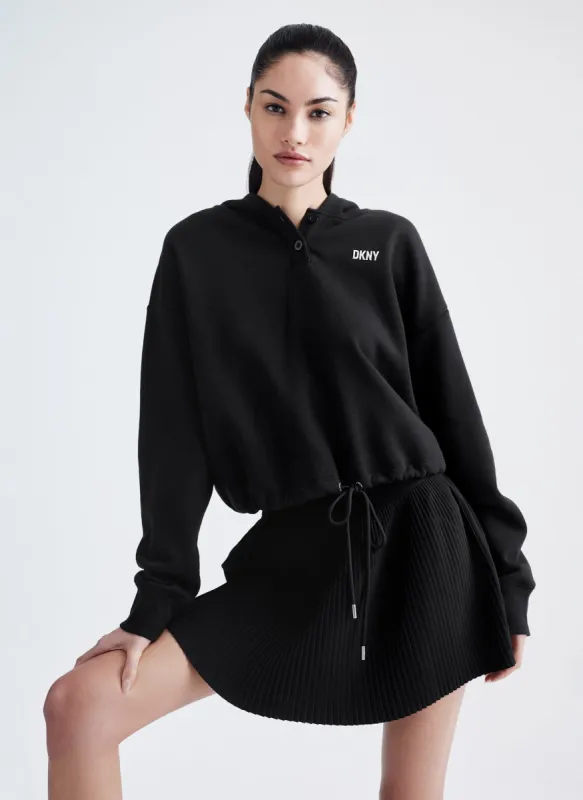 METALLIC BUBBLE LOGO CROPPED PULLOVER sold by DKNY