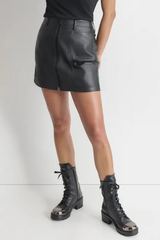 FAUX LEATHER ZIP FRONT MINI SKIRT sold by DKNY
