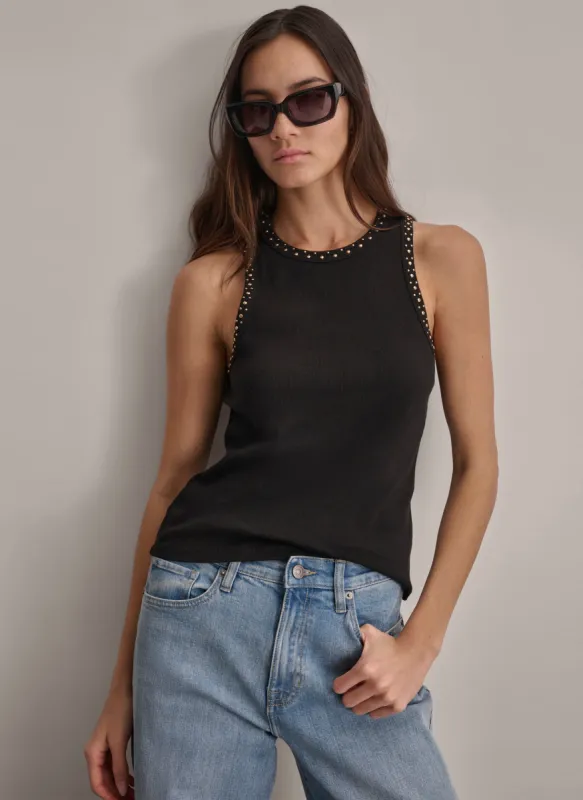 RIB TANK WITH STUD TRIM sold by DKNY