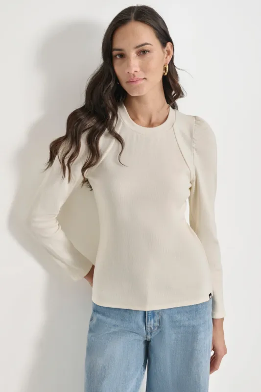 PUFF SLEEVE CREW NECK TOP sold by DKNY