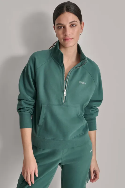 MINI STUD LOGO HALF ZIP PULLOVER sold by DKNY