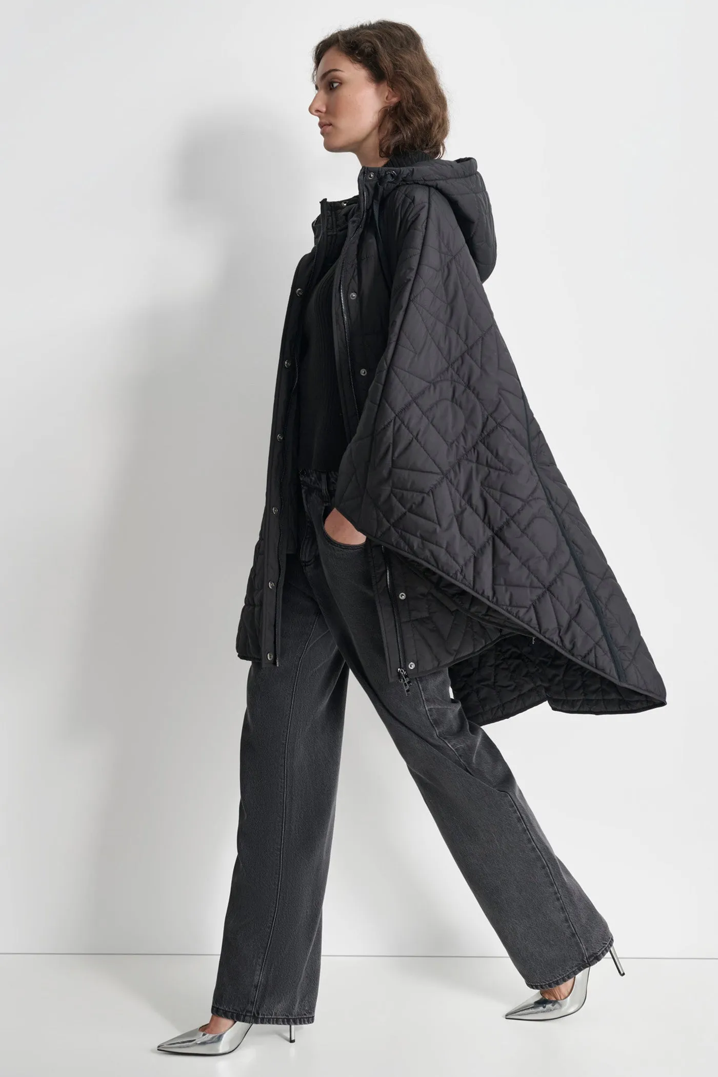 QUILTED LOGO OVERSIZED COAT sold by DKNY product image thumbnail 4