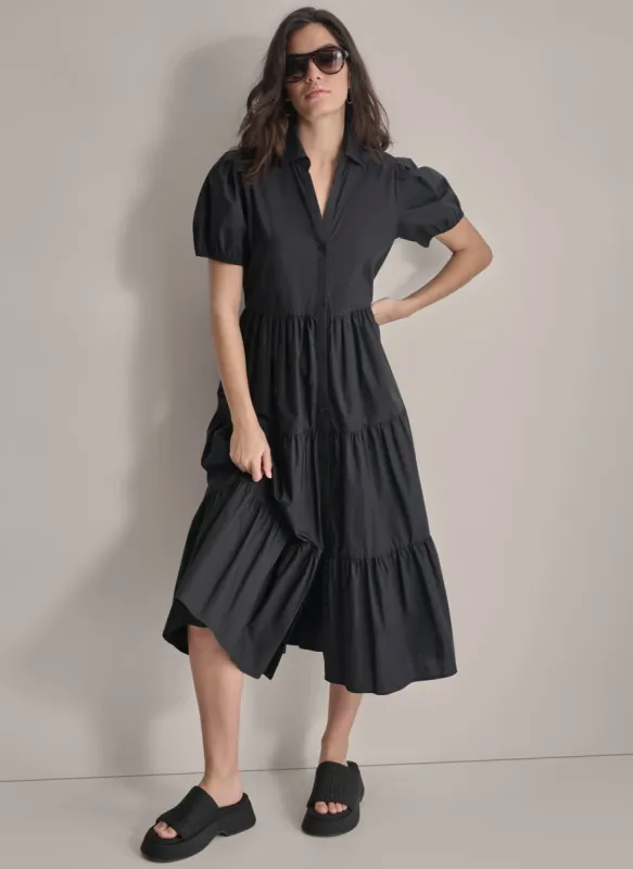 TIERED MIDI SHIRT DRESS sold by DKNY