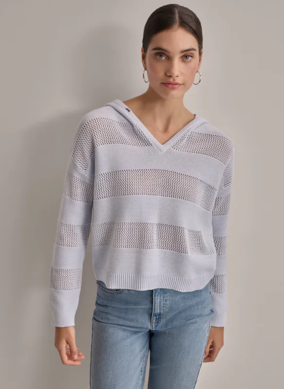 POINTELLE STRIPE SWEATER sold by DKNY