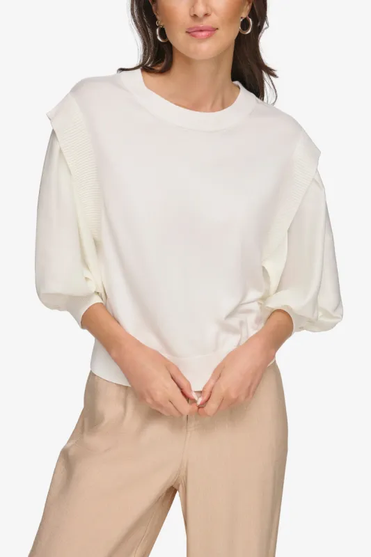 SATIN MIX MEDIA SWEATER sold by DKNY