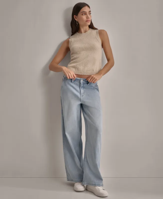 HIGH RISE WIDE LEG DENIM TROUSER sold by DKNY