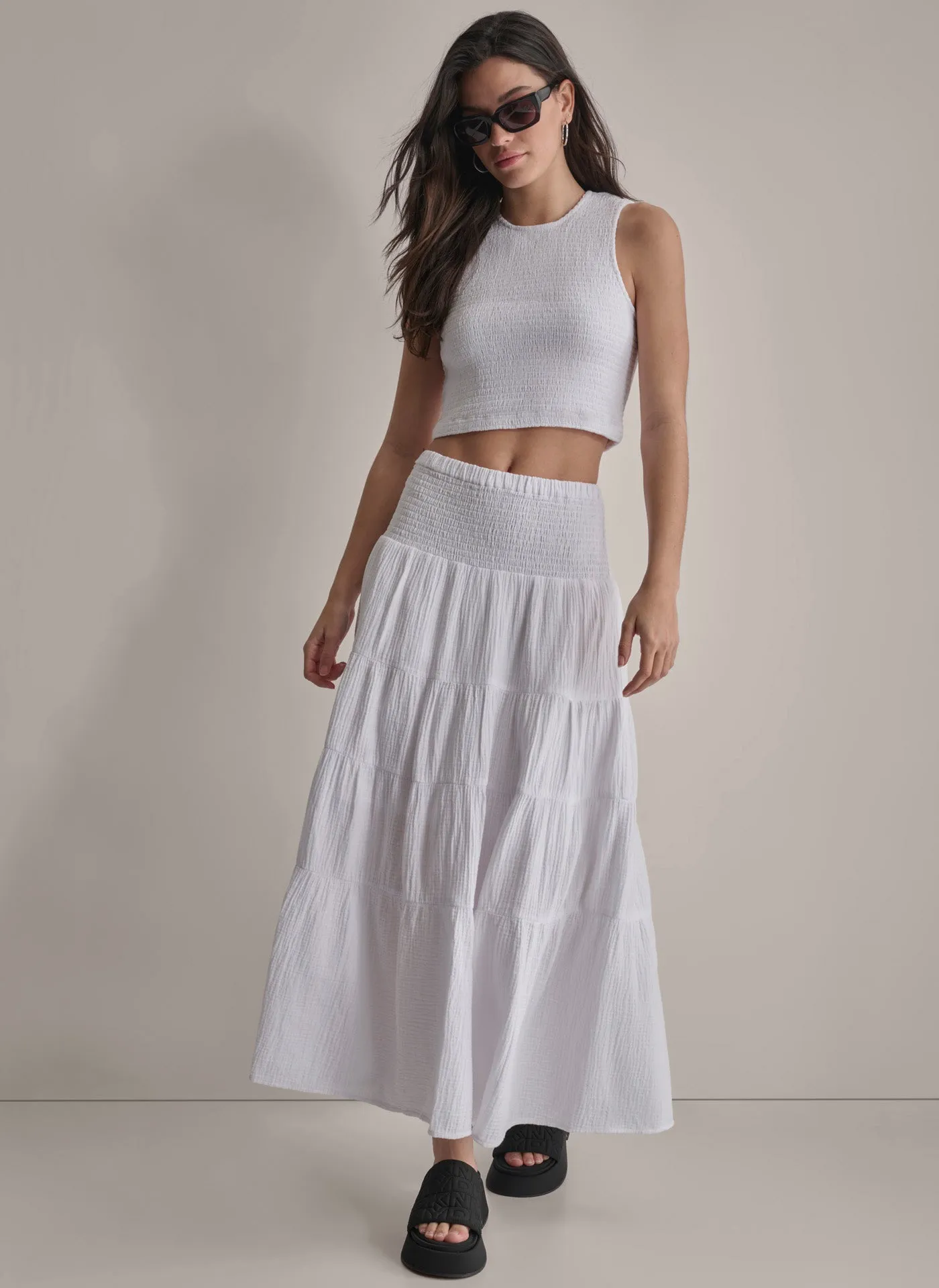 SMOCKED WAIST MIDI SKIRT sold by DKNY product image thumbnail 3