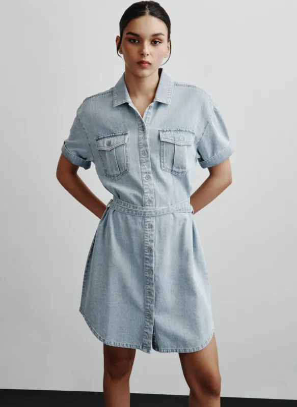 BELTED SHIRT LIGHTWEIGHT DENIM UTILITY DRESS sold by DKNY
