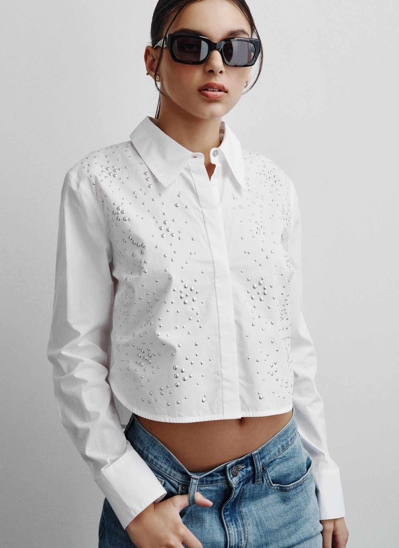 DOME STUDS POPLIN TOP sold by DKNY