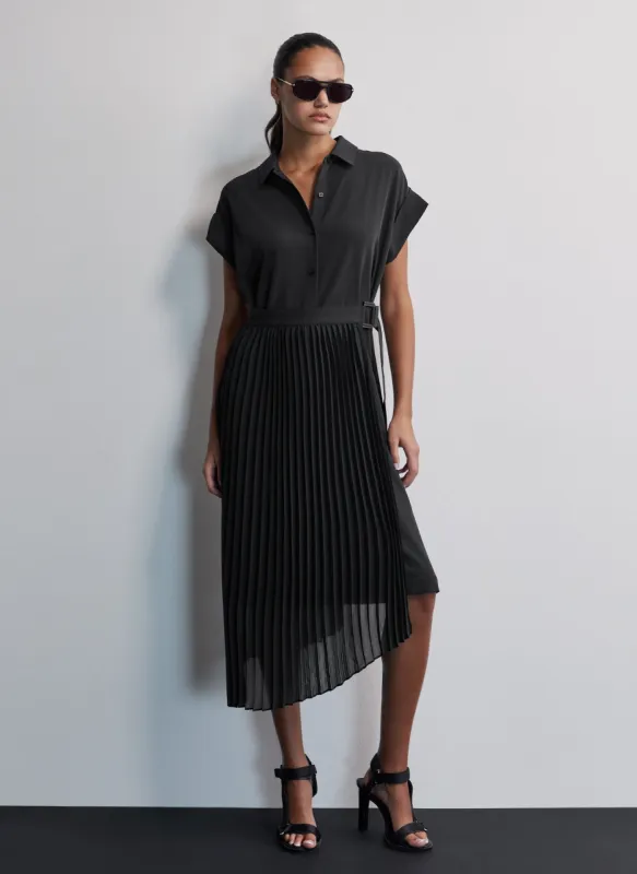 MIXED PLEATED CHIFFON DRESS sold by DKNY