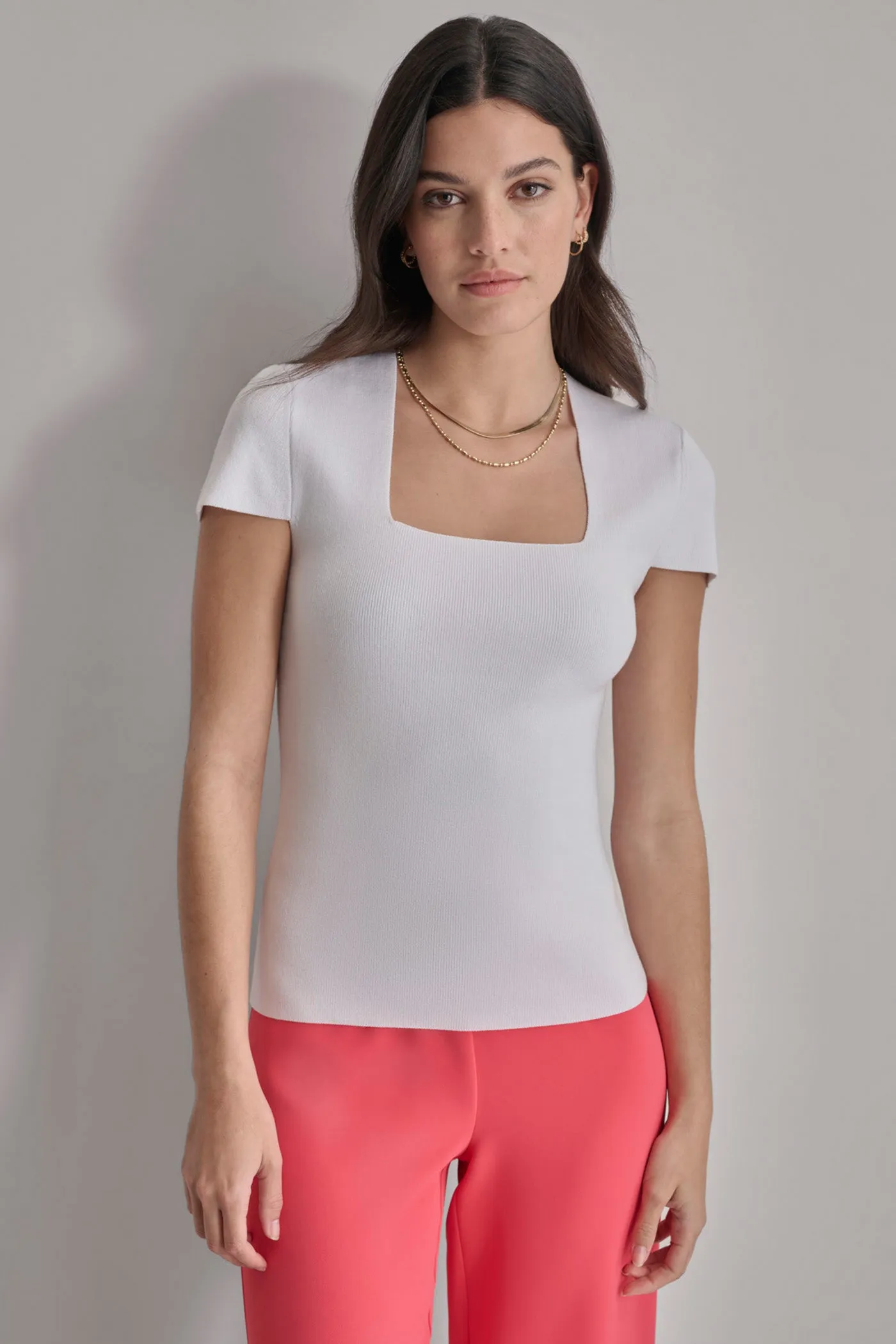 SQUARE NECK KNIT TOP sold by DKNY