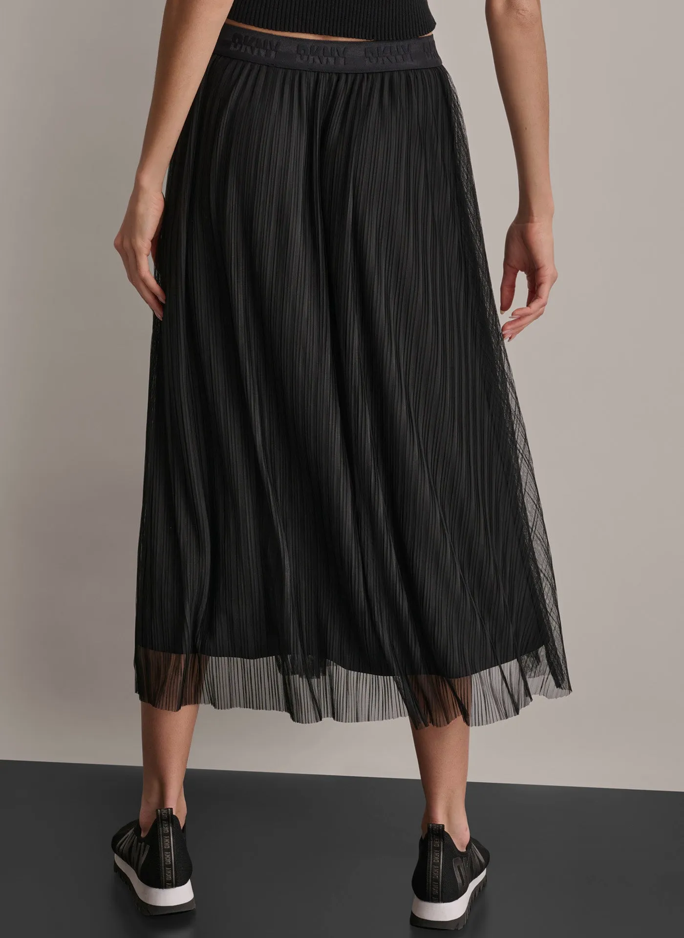 LOGO WAIST BAND TIERED MESH SKIRT sold by DKNY product image thumbnail 2