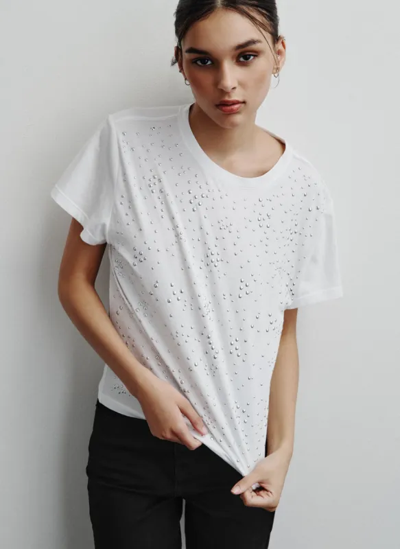 SCATTERED DOME STUDS BOXY TEE sold by DKNY