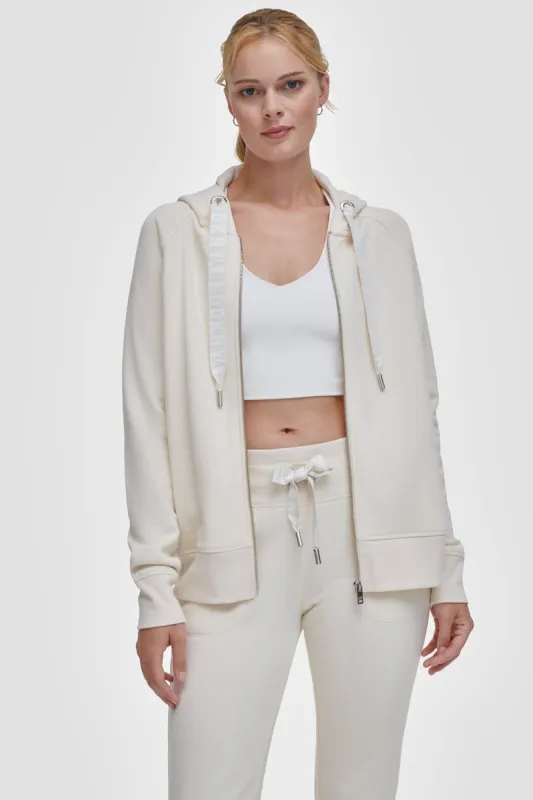 TWO TONE LOGO DRAWCORD HOODIE sold by DKNY