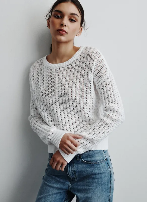 OPEN STITCH CREW NECK SWEATER sold by DKNY