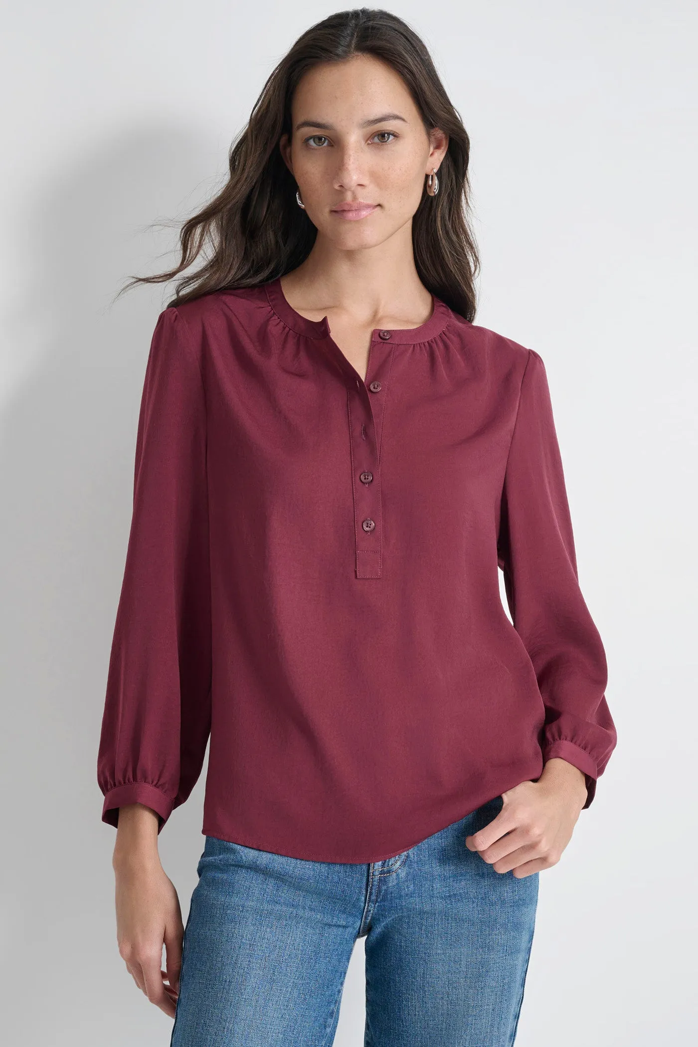 JEWEL NECKLINE BUTTON HENLEY sold by DKNY