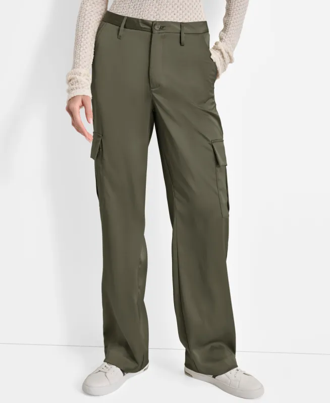 HIGH RISE HEAVY SATIN STRAIGHT LEG CARGO sold by DKNY