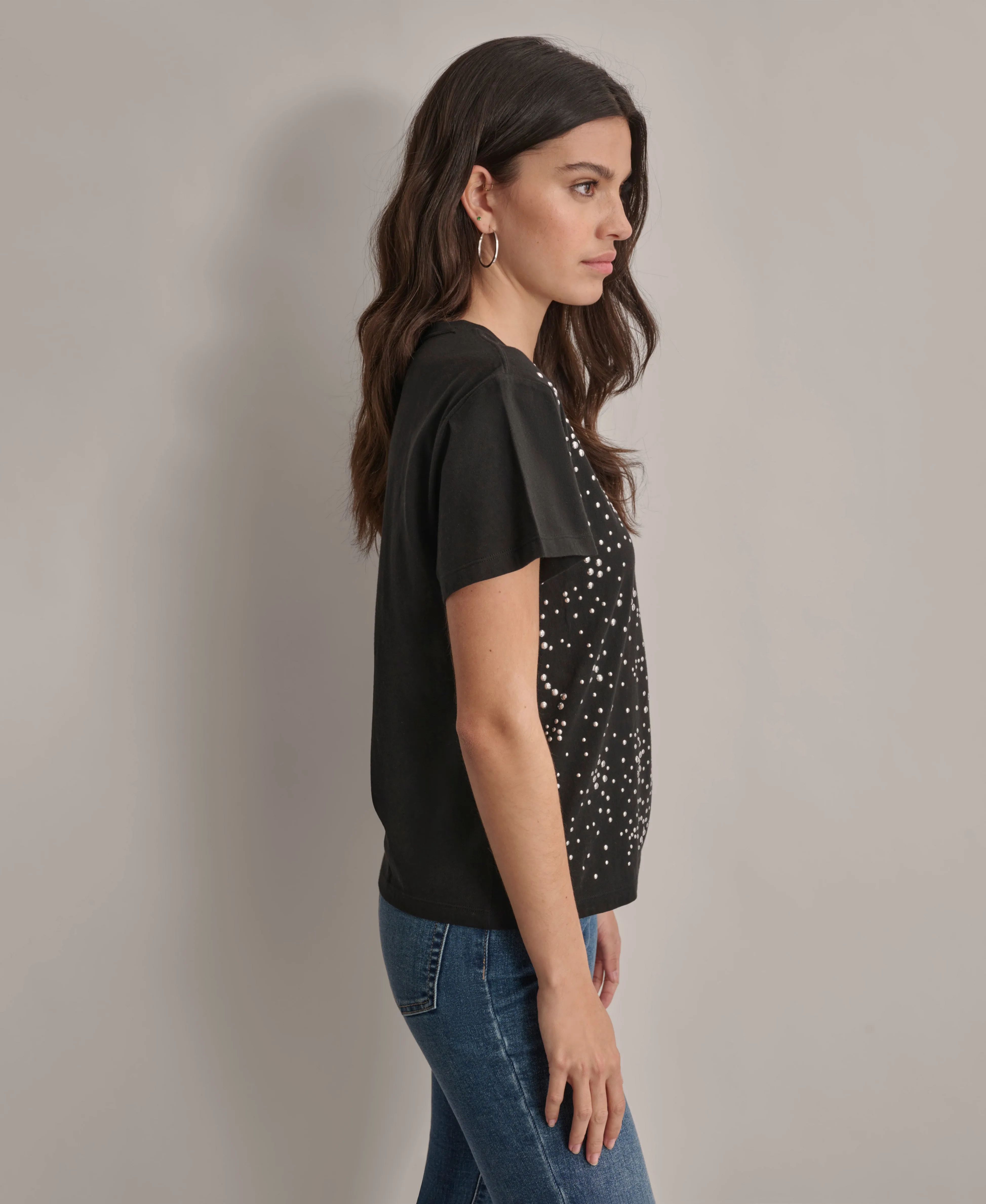 SCATTERED DOME STUDS BOXY TEE sold by DKNY product image thumbnail 4