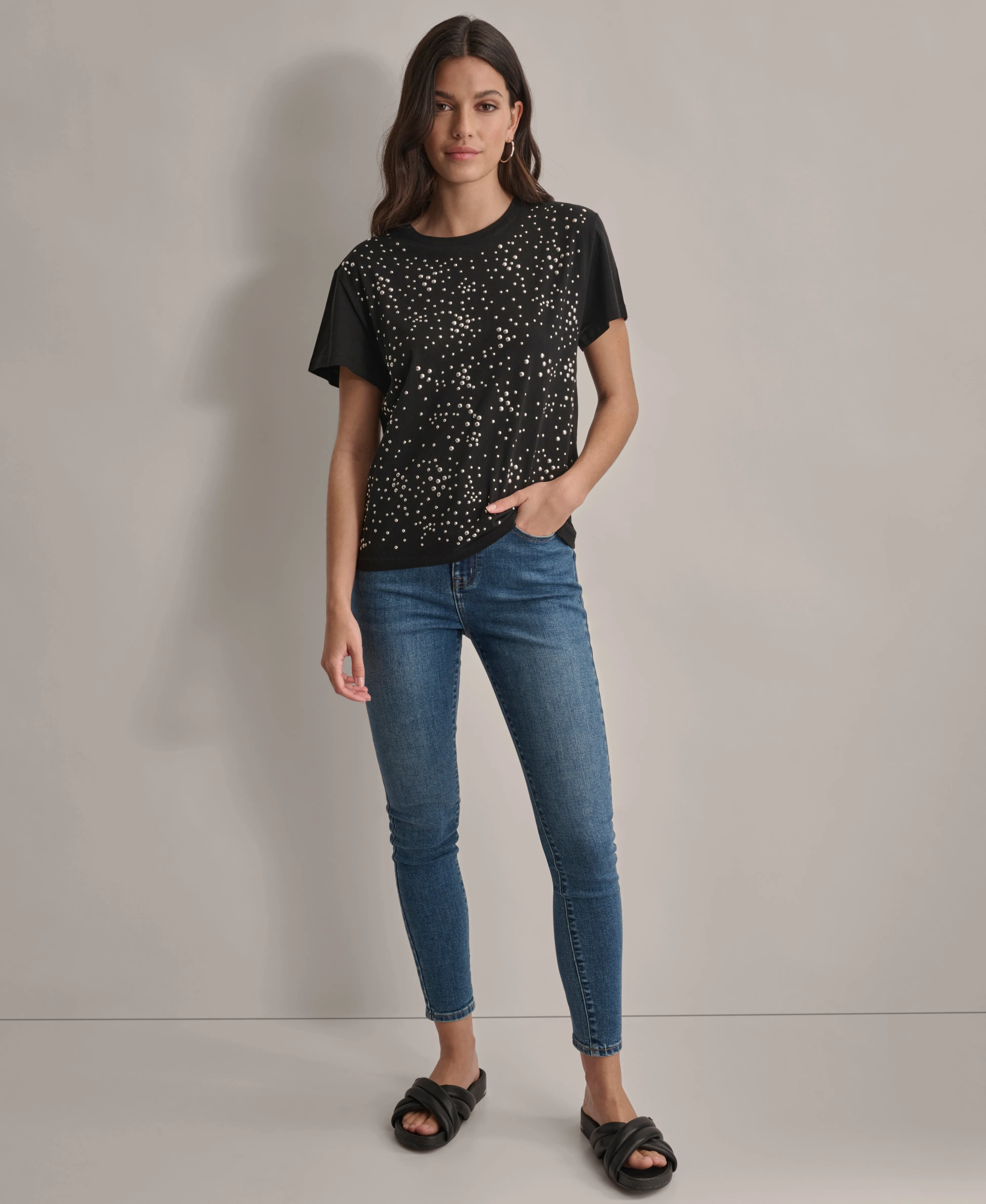 SCATTERED DOME STUDS BOXY TEE sold by DKNY product image thumbnail 3