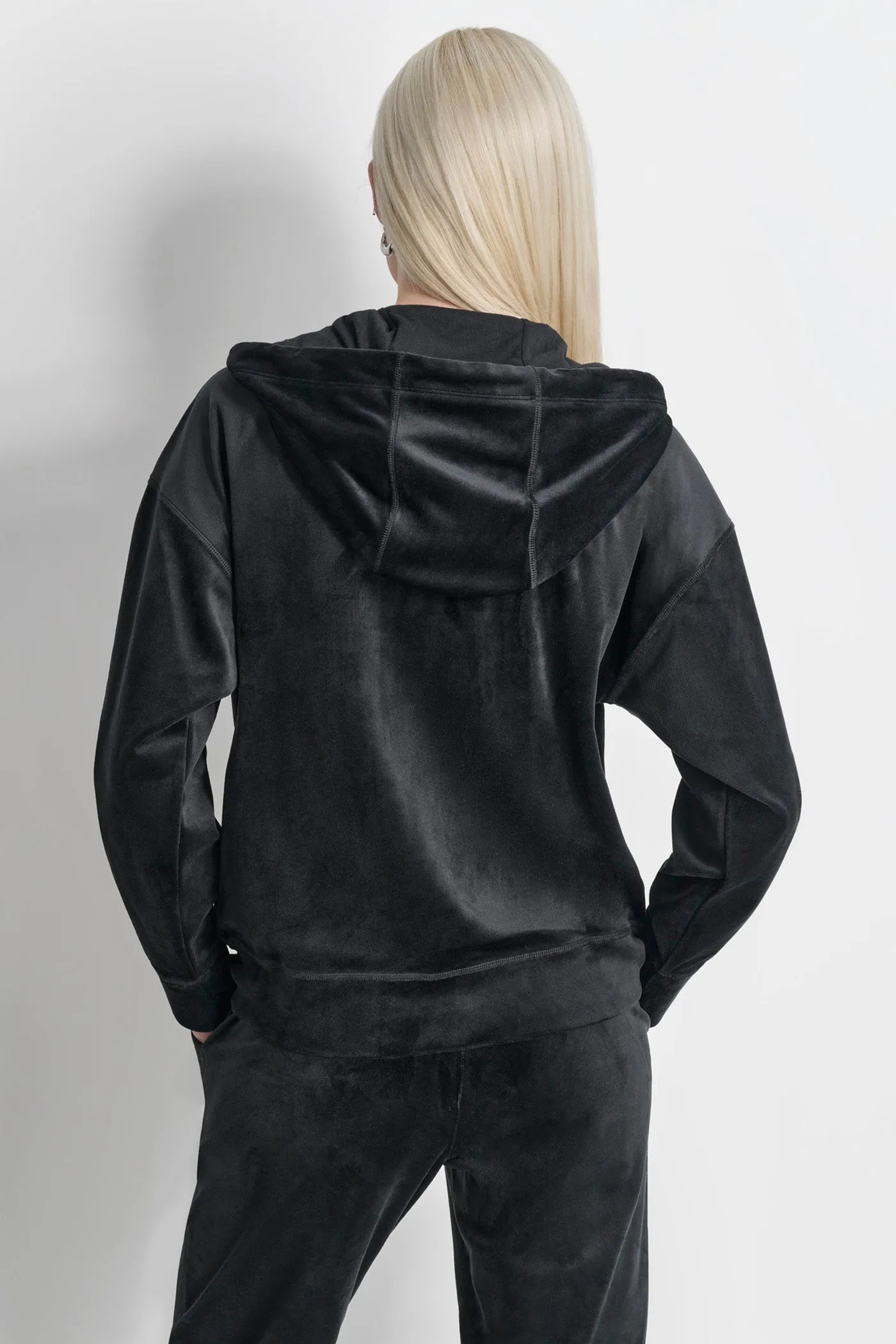 PLATINUM VELOUR RHINESTONE LOGO FULL ZIP HOODIE sold by DKNY product image thumbnail 2