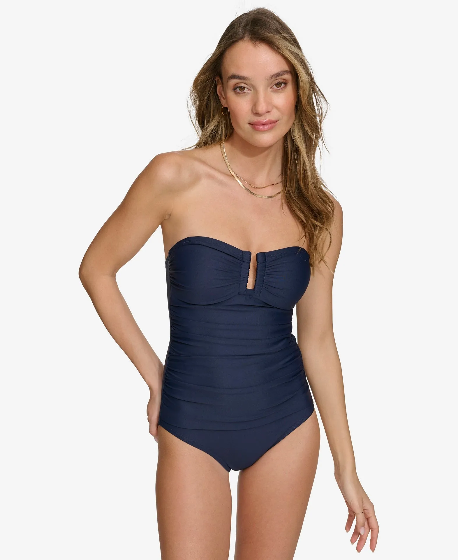 ONE PIECE SHIRRED BANDEAU sold by DKNY