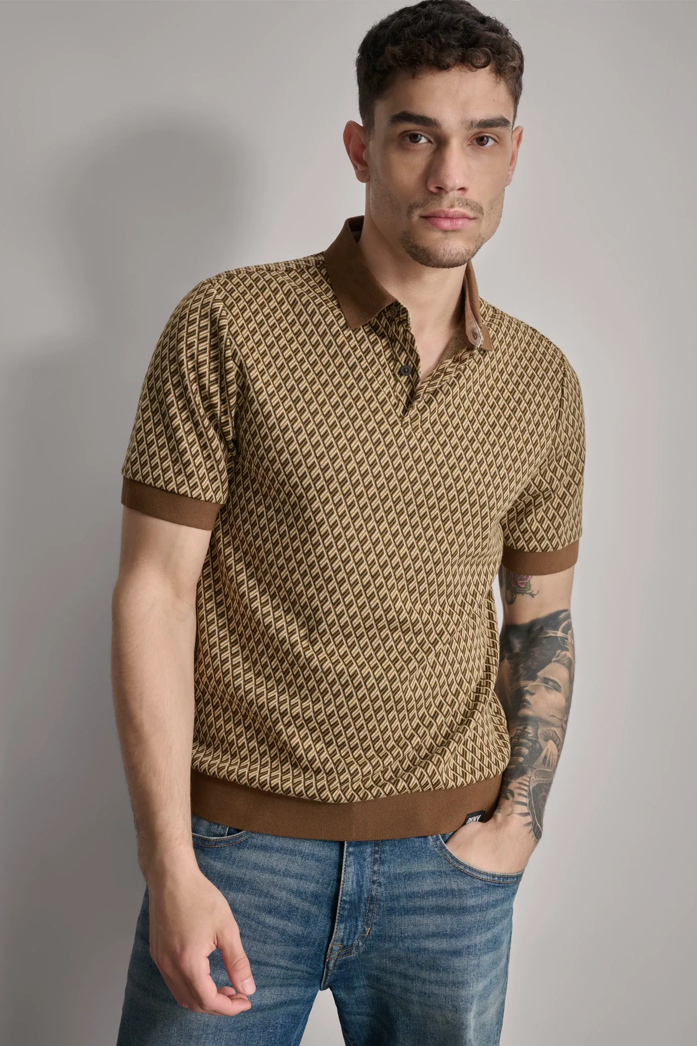 RETRO JACQUARD POLO sold by DKNY