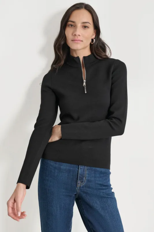 FULL NEEDLE HALF ZIP FRONT TOP sold by DKNY
