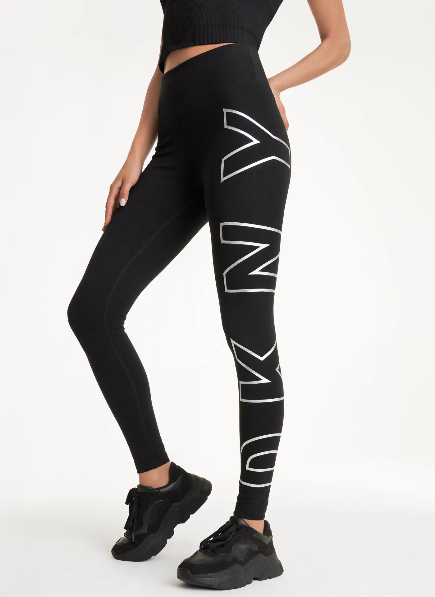 HIGH WAIST 7/8 EXPLODED LOGO LEGGINGS sold by DKNY