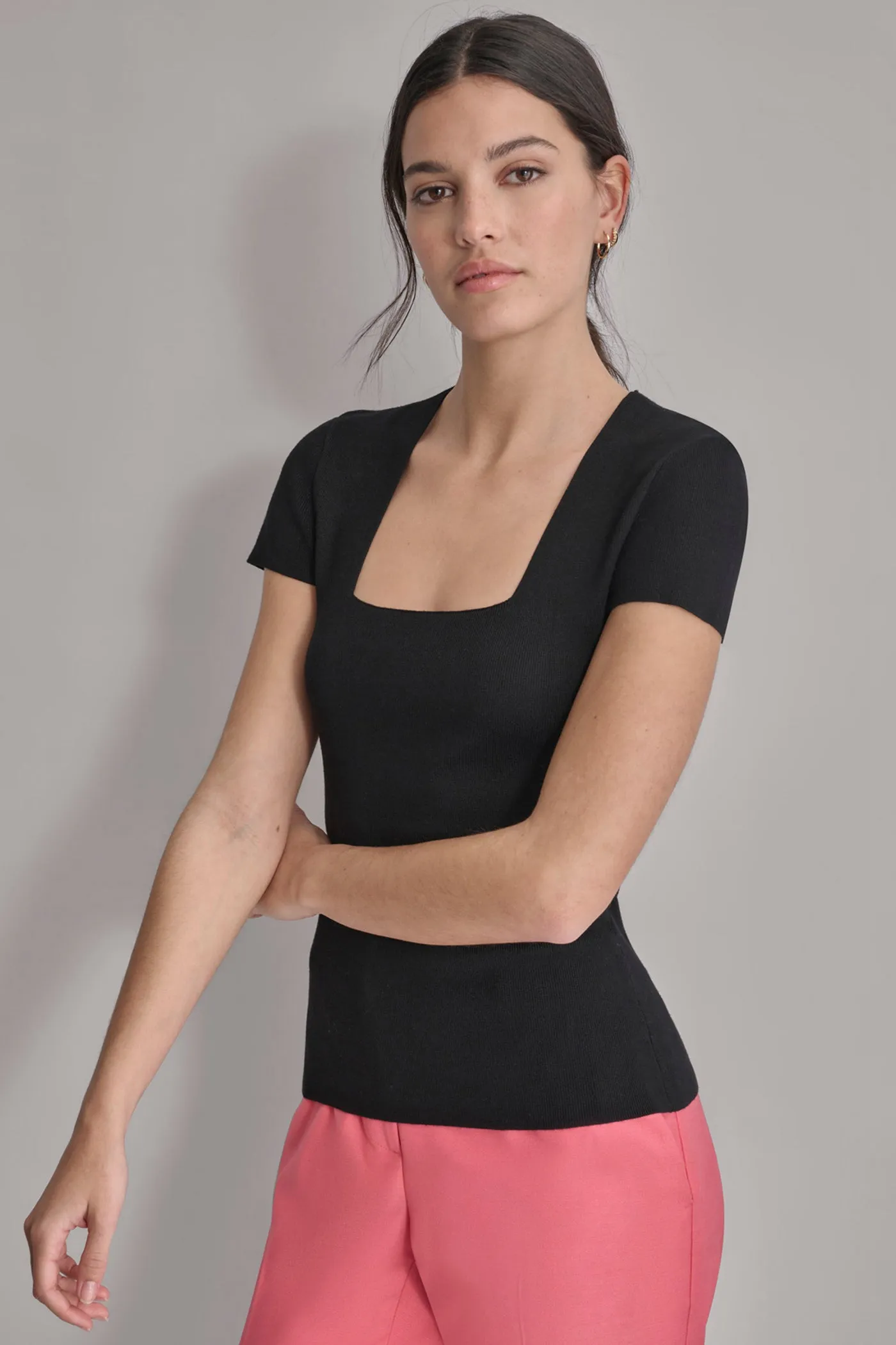 SQUARE NECK KNIT TOP sold by DKNY