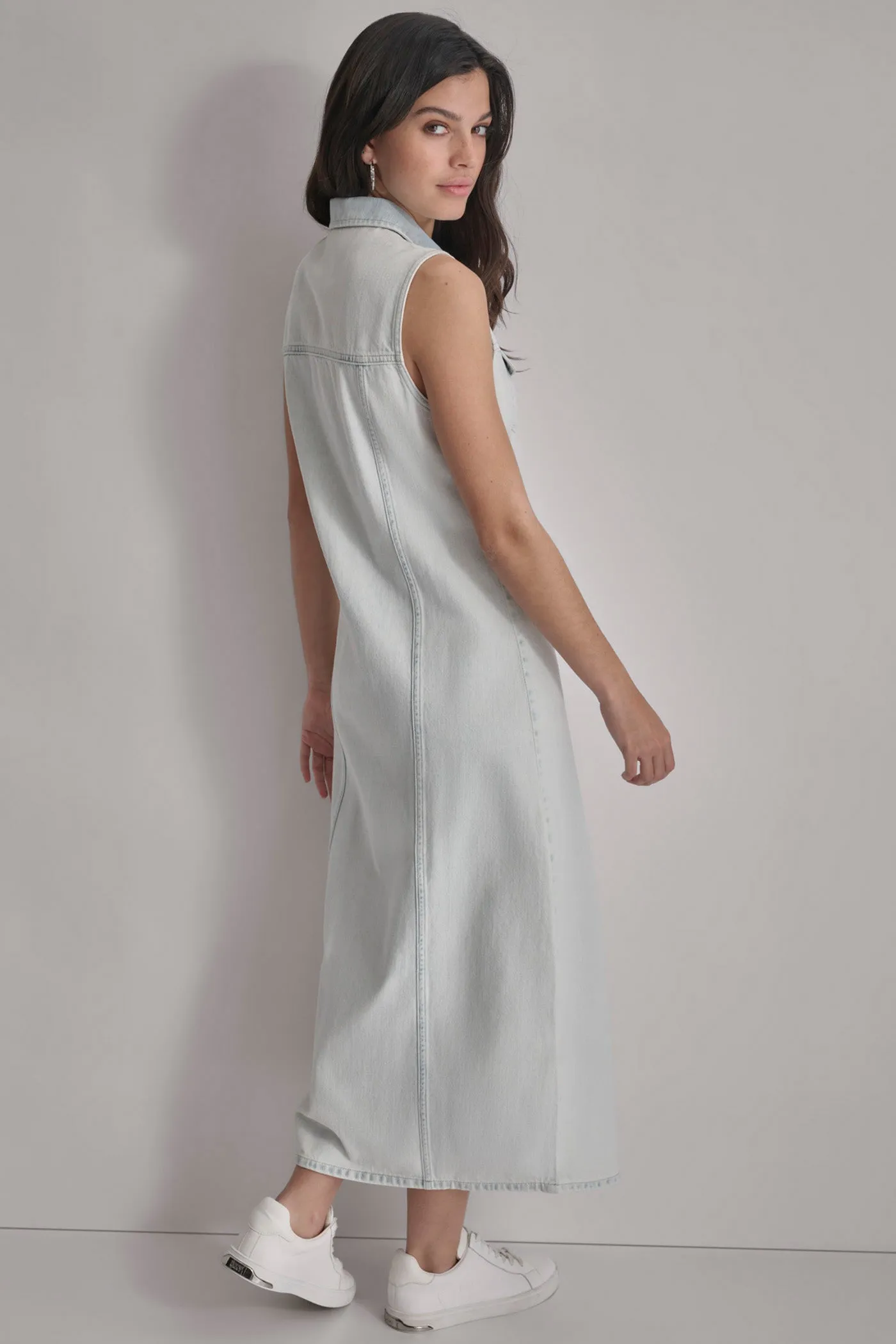 SLEEVELESS DENIM MAXI SHIRT DRESS sold by DKNY product image thumbnail 2