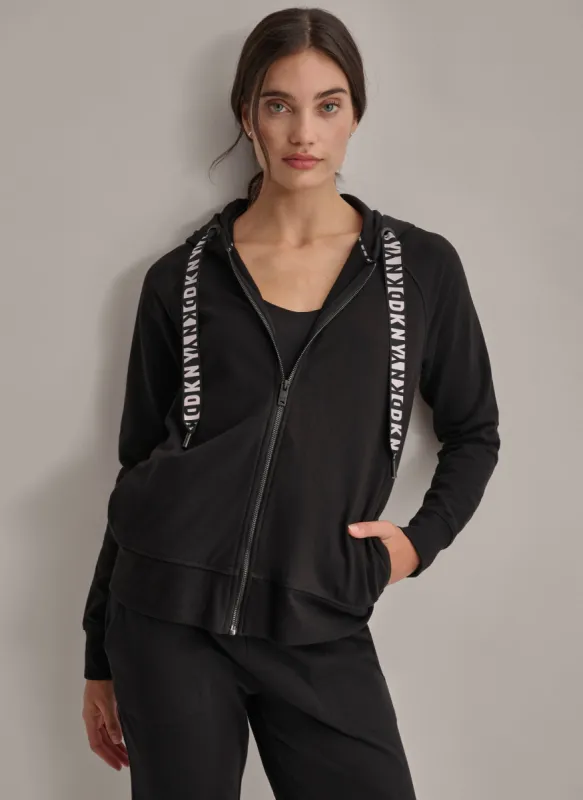 TWO TONE LOGO DRAWCORD HOODIE sold by DKNY