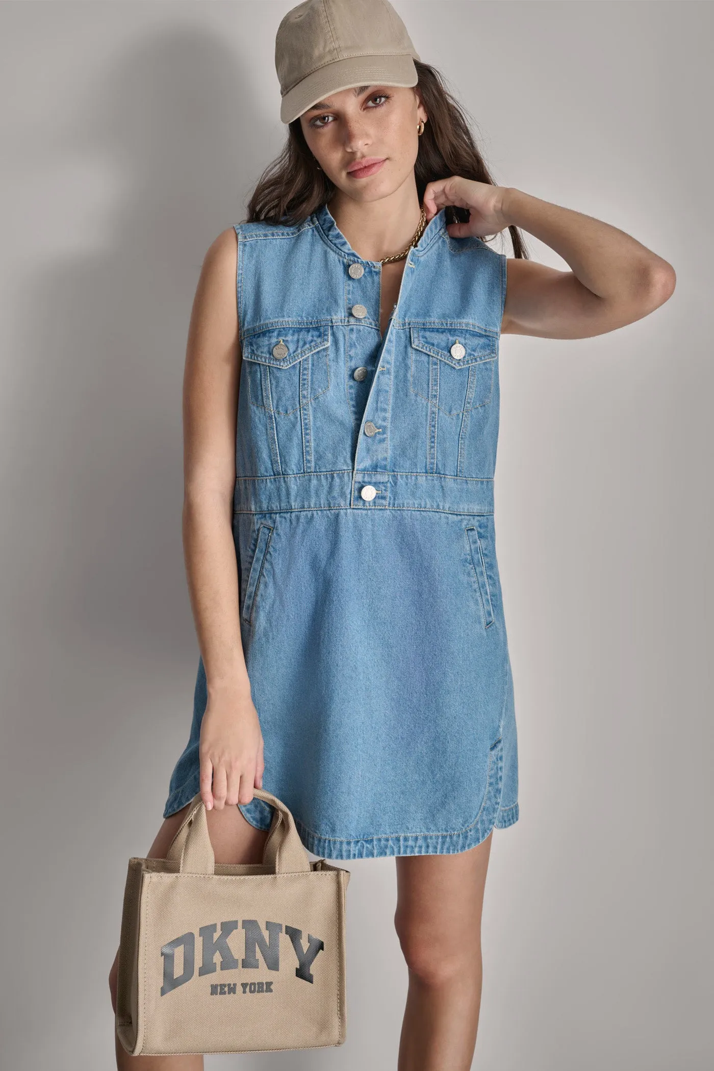 DENIM DRESS WITH BACK LOGO PRINT sold by DKNY product image thumbnail 2