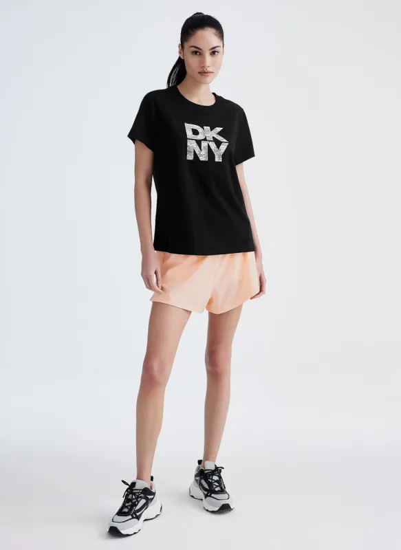 CAMO SPARKLE LOGO TEE sold by DKNY