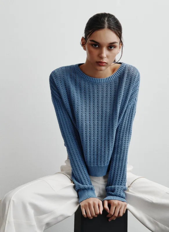 OPEN STITCH CREW NECK SWEATER sold by DKNY