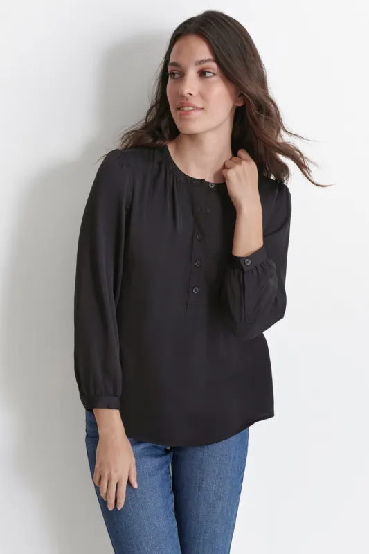 JEWEL NECKLINE BUTTON HENLEY sold by DKNY
