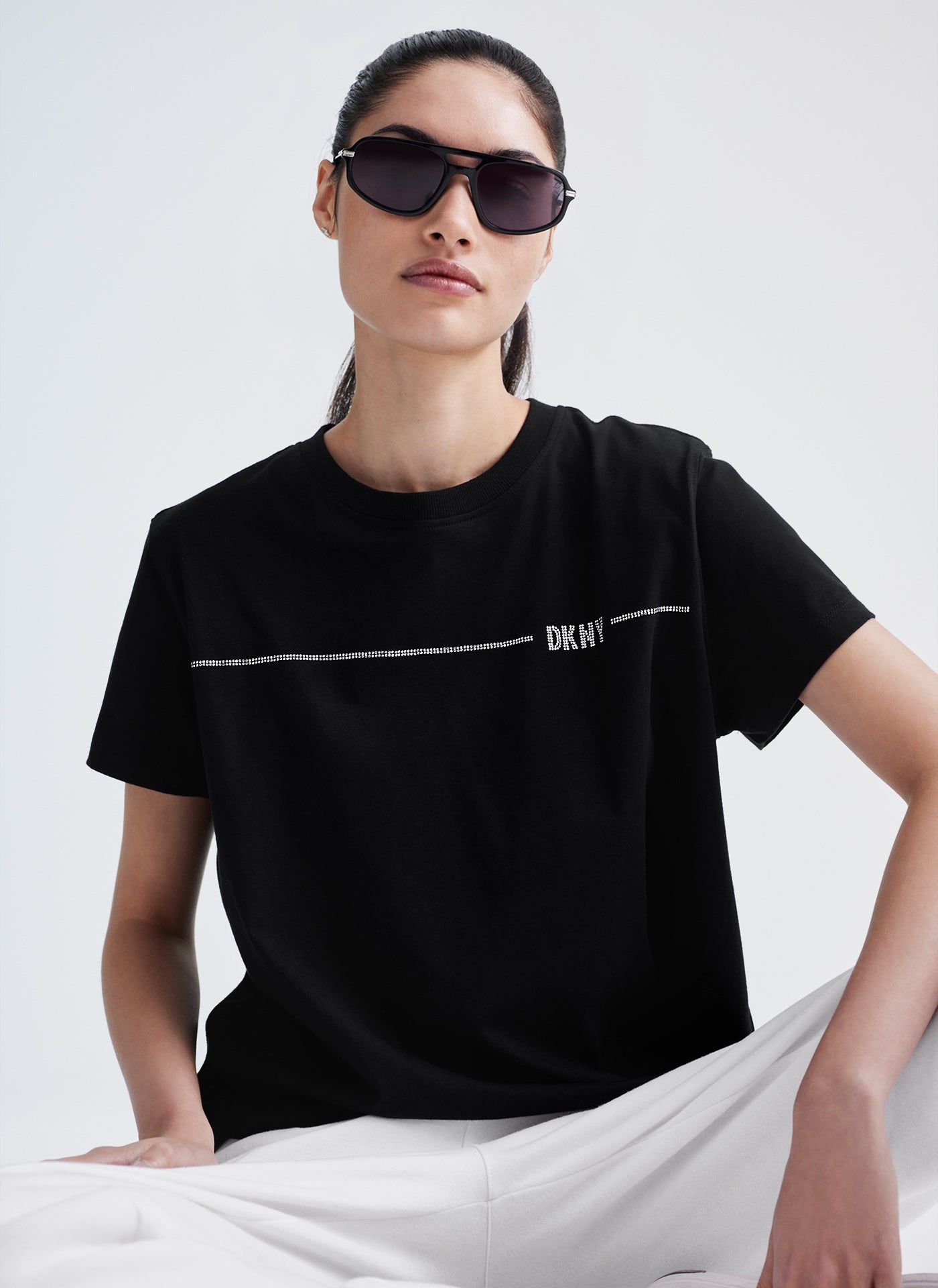 RHINESTONE STRIPE LOGO TEE sold by DKNY product image thumbnail 3