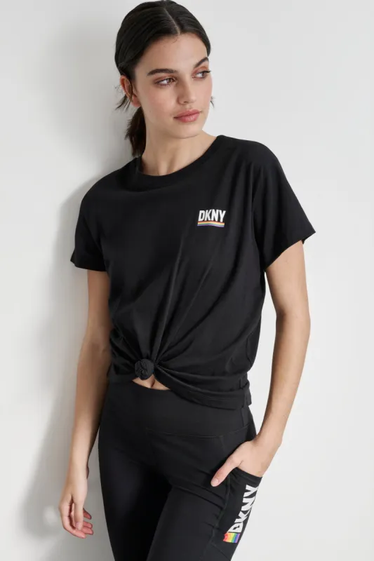 RAINBOW PRIDE LOGO KNOT FRONT TEE made by DKNY