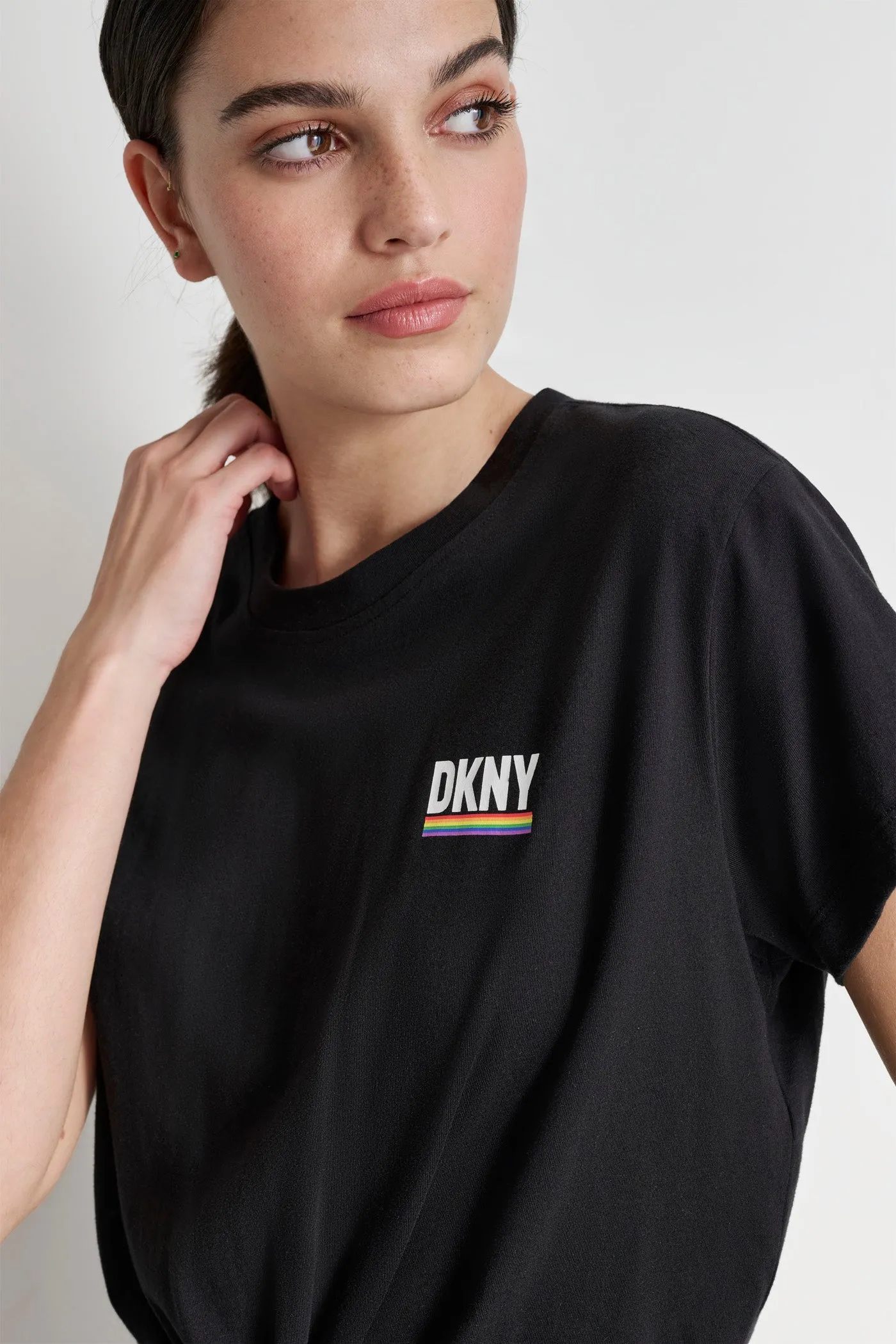 RAINBOW PRIDE LOGO KNOT FRONT TEE sold by DKNY product image thumbnail 4