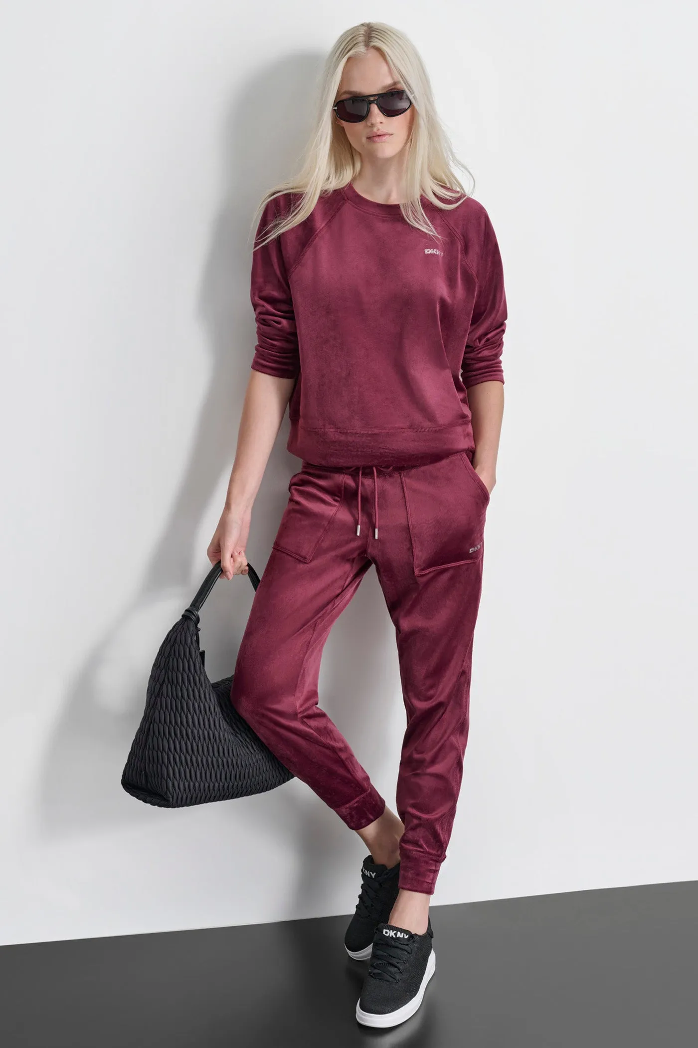 PLATINUM VELOUR RHINESTONE LOGO JOGGER sold by DKNY product image thumbnail 3