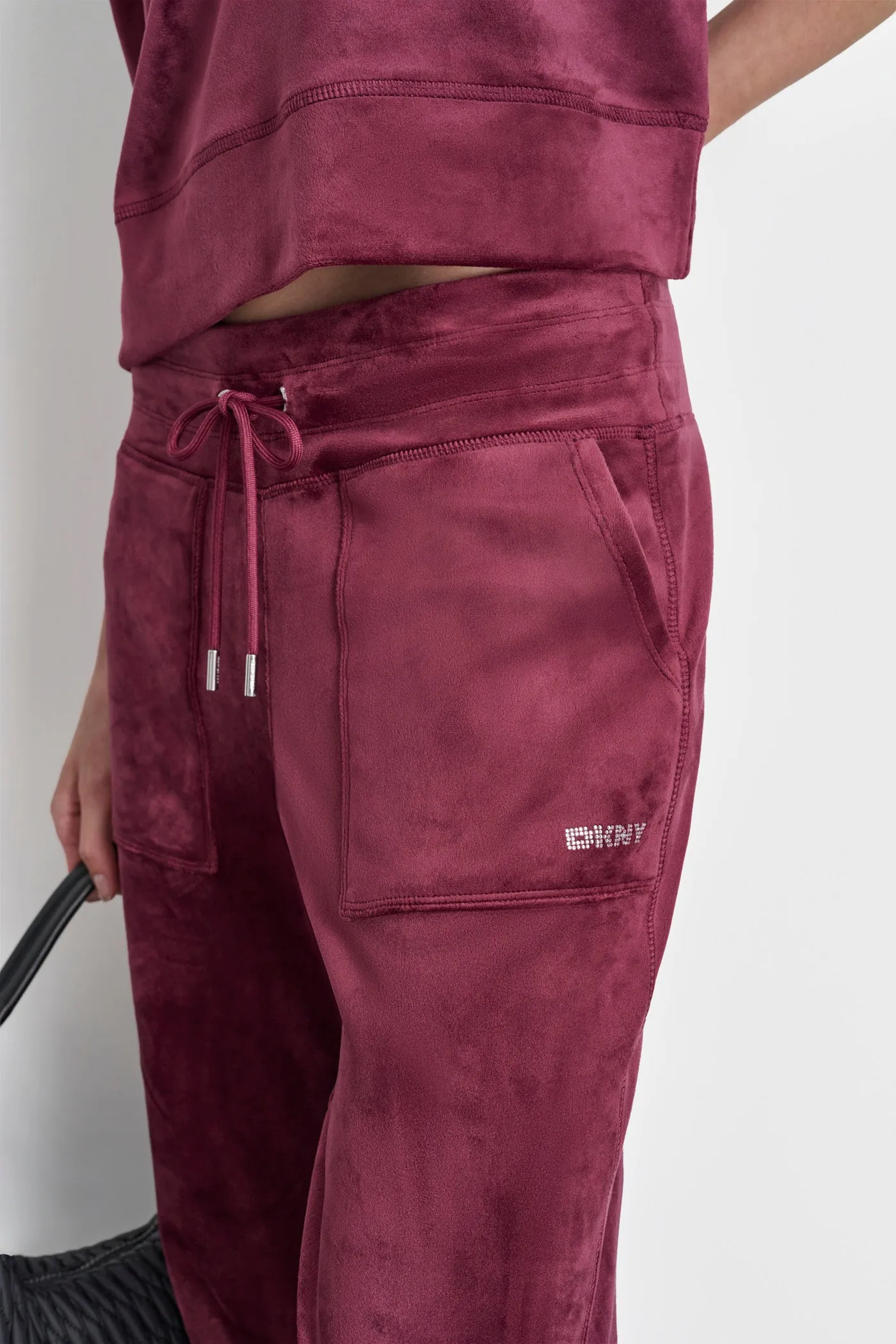 PLATINUM VELOUR RHINESTONE LOGO JOGGER sold by DKNY product image thumbnail 4