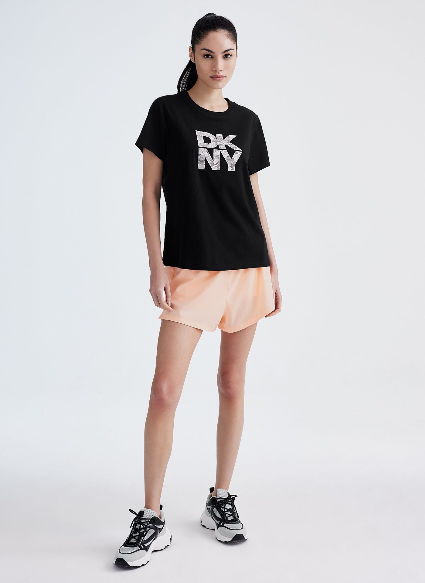CAMO SPARKLE LOGO TEE sold by DKNY