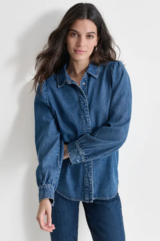 PUFF SLEEVE DENIM SHIRT sold by DKNY