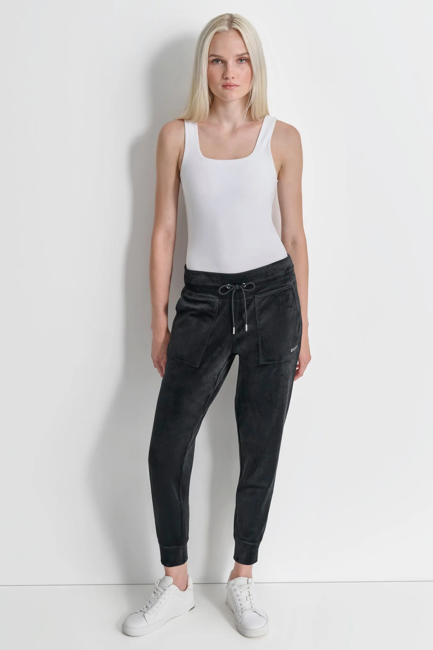 PLATINUM VELOUR RHINESTONE LOGO JOGGER sold by DKNY product image thumbnail 3
