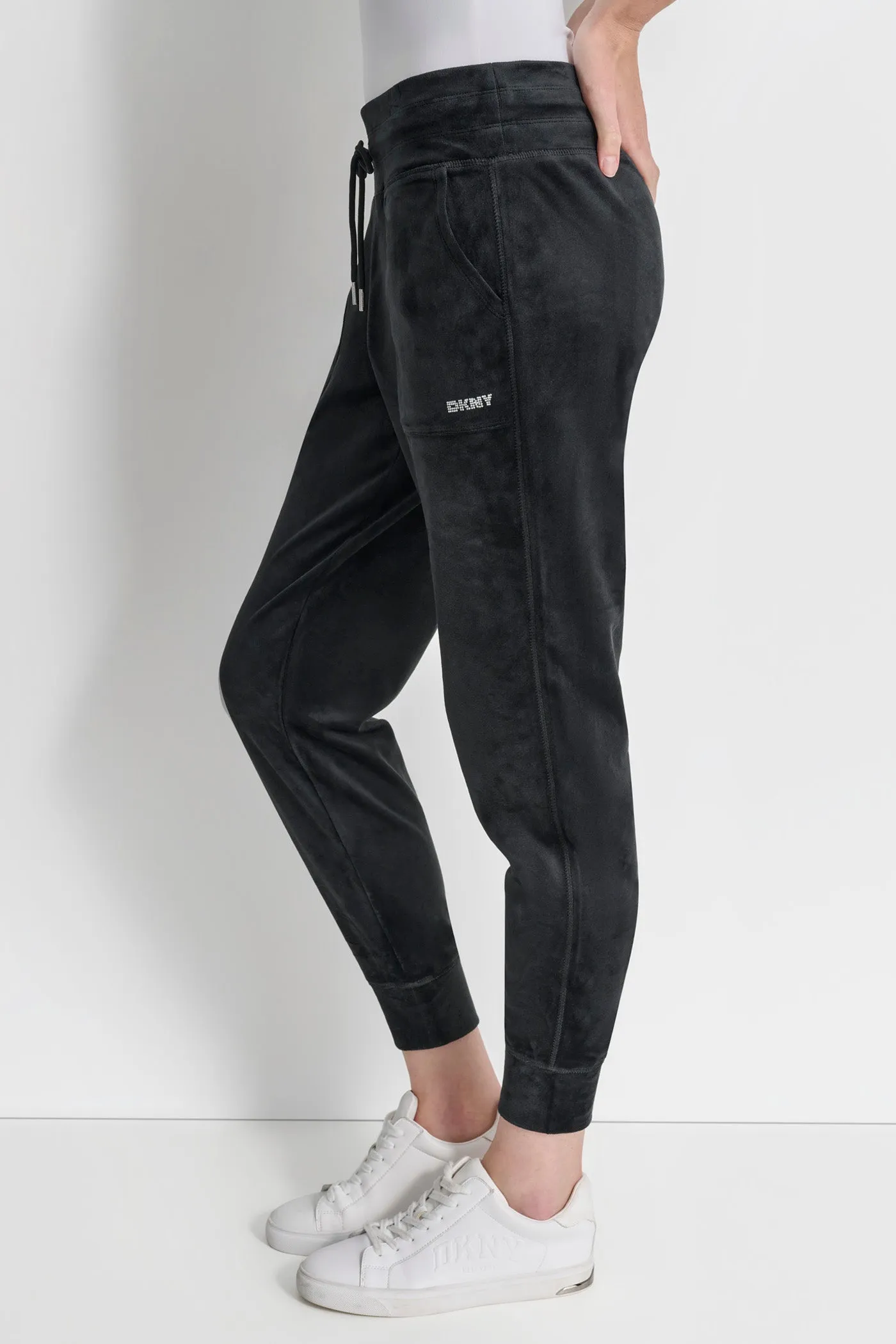 PLATINUM VELOUR RHINESTONE LOGO JOGGER sold by DKNY product image thumbnail 5